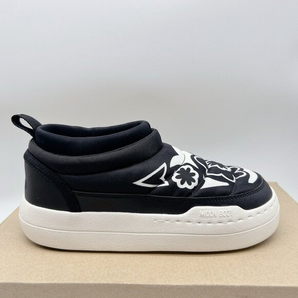 Moon Boot Park Soft Flower Slip On logo-print Boots Sneakers US 7 Black/ White - Picture 9 of 14